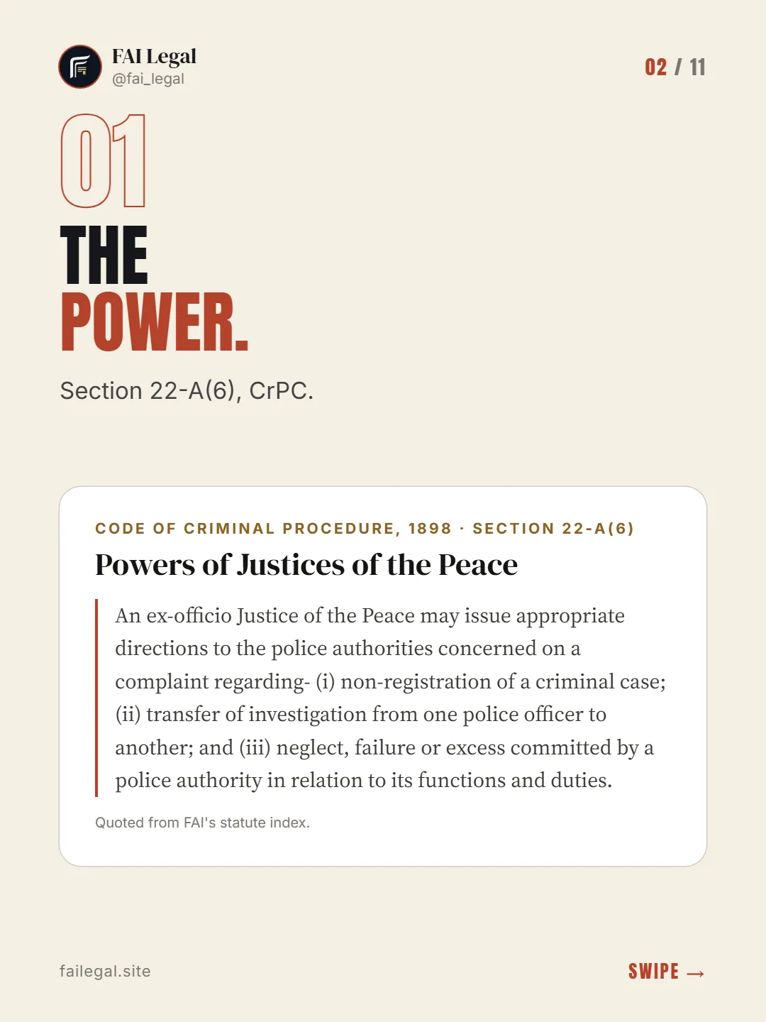 The power. · Section 22-A(6), CrPC. · Code of Criminal Procedure, 1898 · Section 22-A(6)