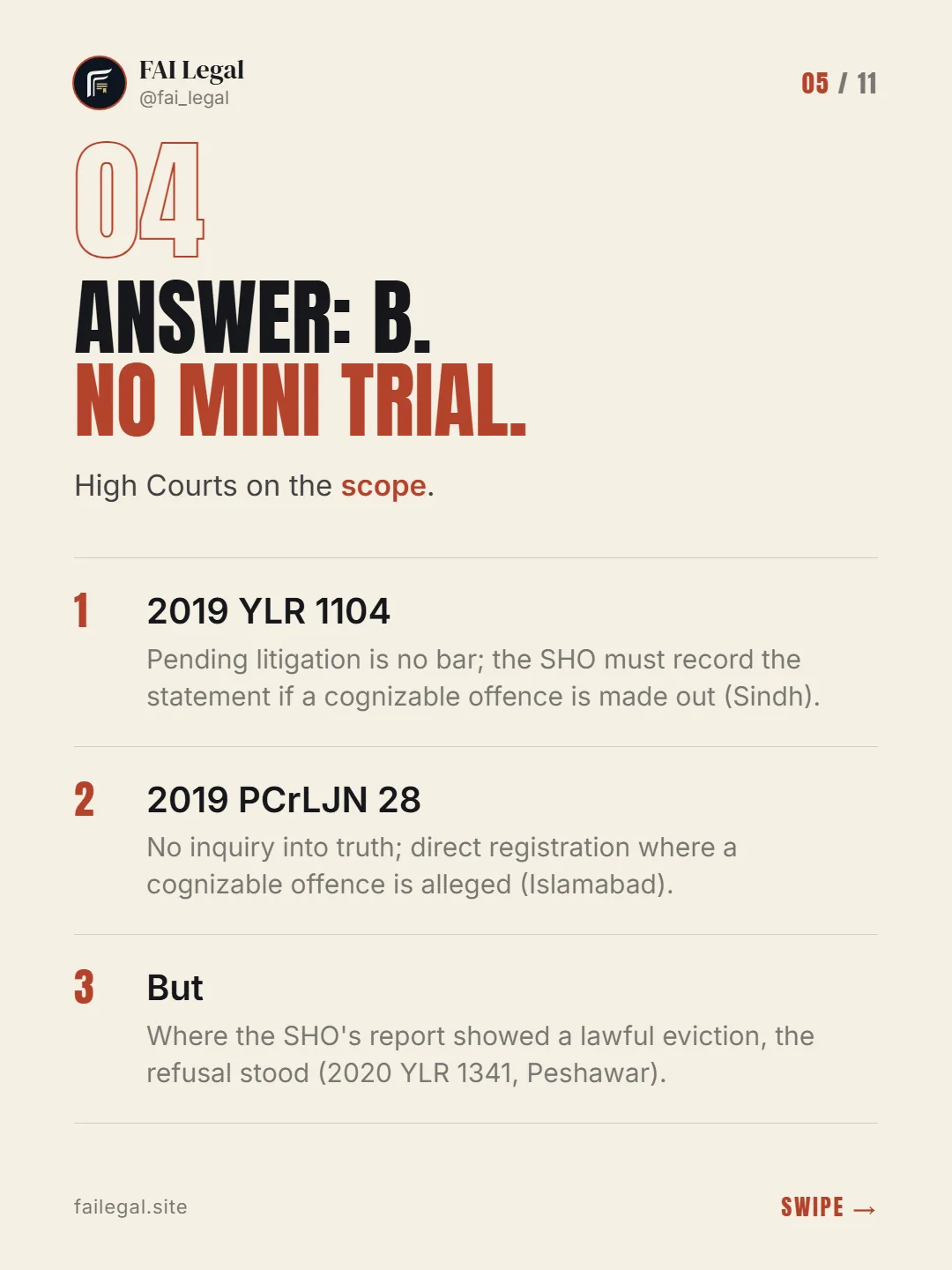 Answer: B. No mini trial. · High Courts on the scope. · 2019 YLR 1104 · 2019 PCrLJN 28 · But