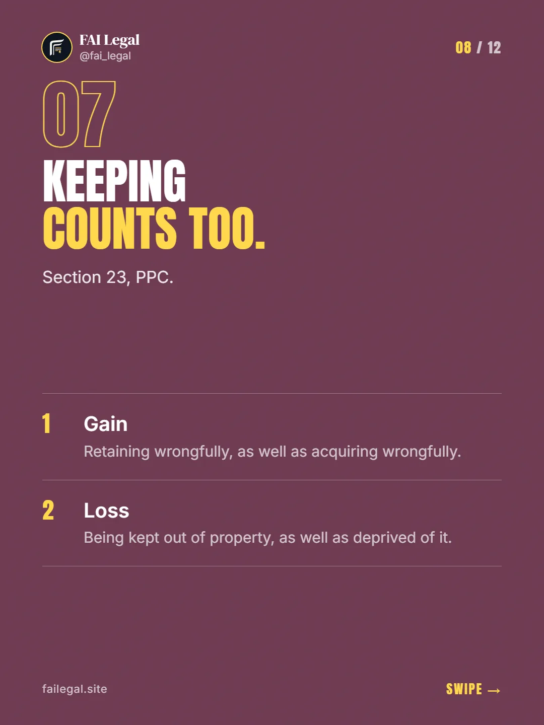 Keeping counts too. · Section 23, PPC. · Gain · Loss