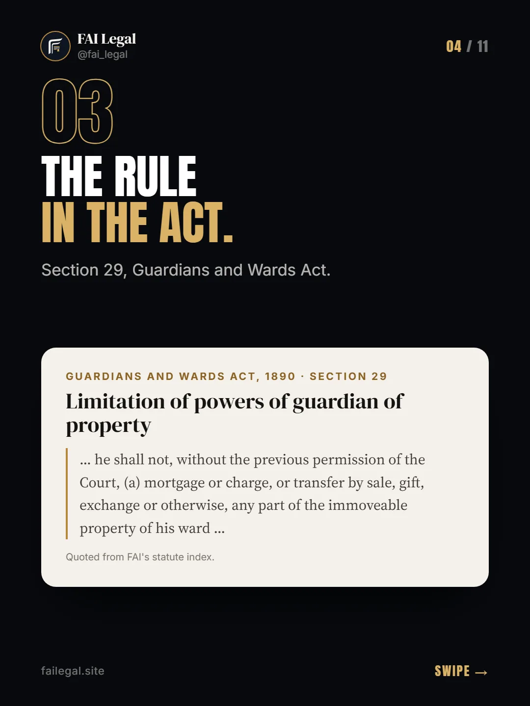 The rule in the Act. · Section 29, Guardians and Wards Act. · Guardians and Wards Act, 1890 · Section 29