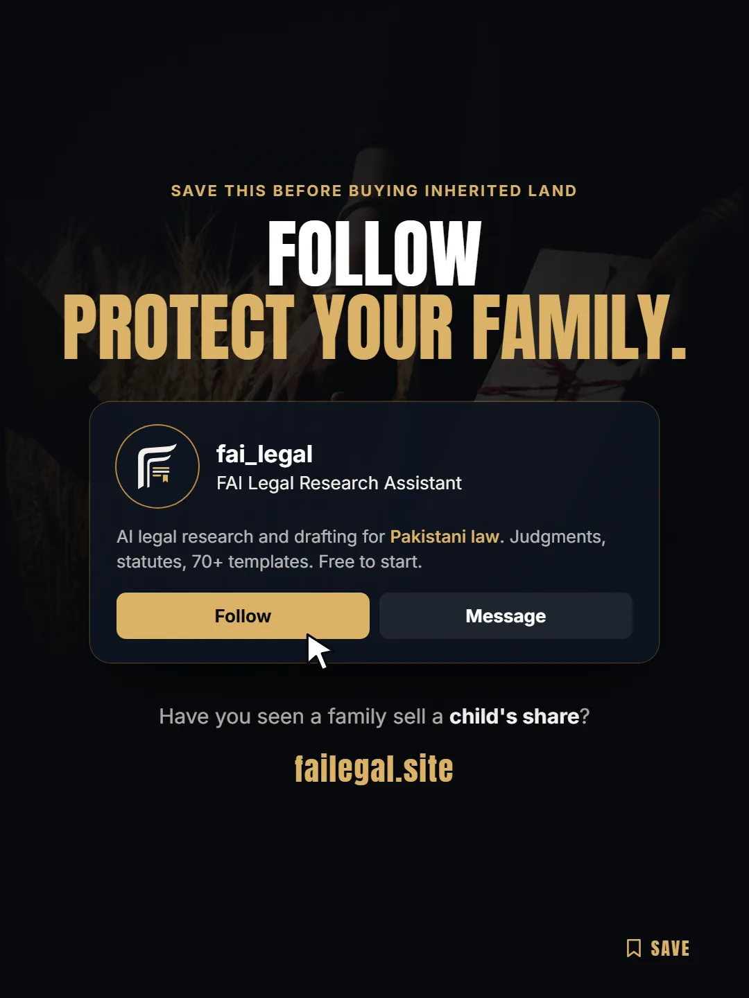 Follow FAI Legal on Instagram, @fai_legal. Have you seen a family sell a child's share?