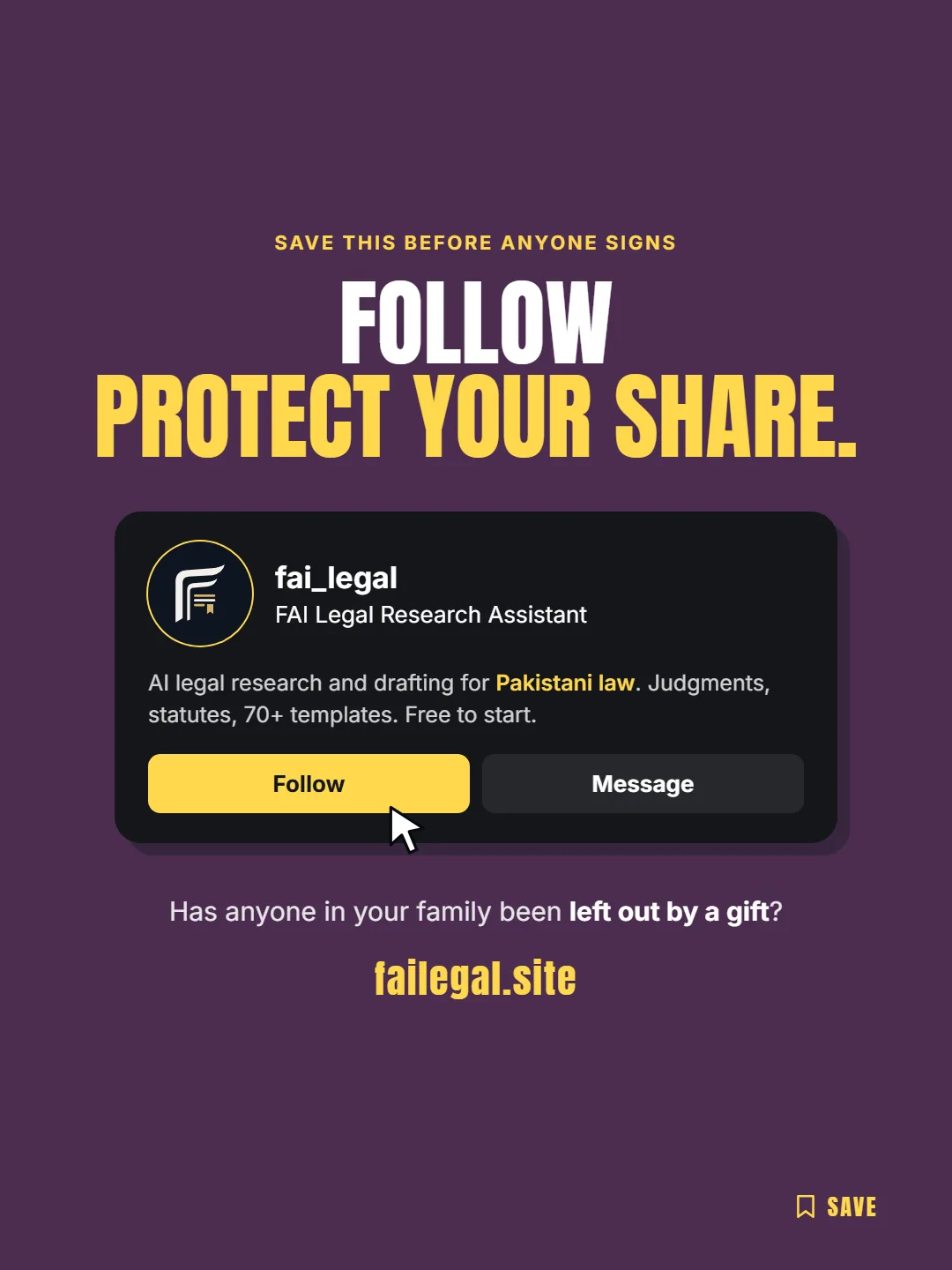 Follow FAI Legal on Instagram, @fai_legal. Has anyone in your family been left out by a gift?