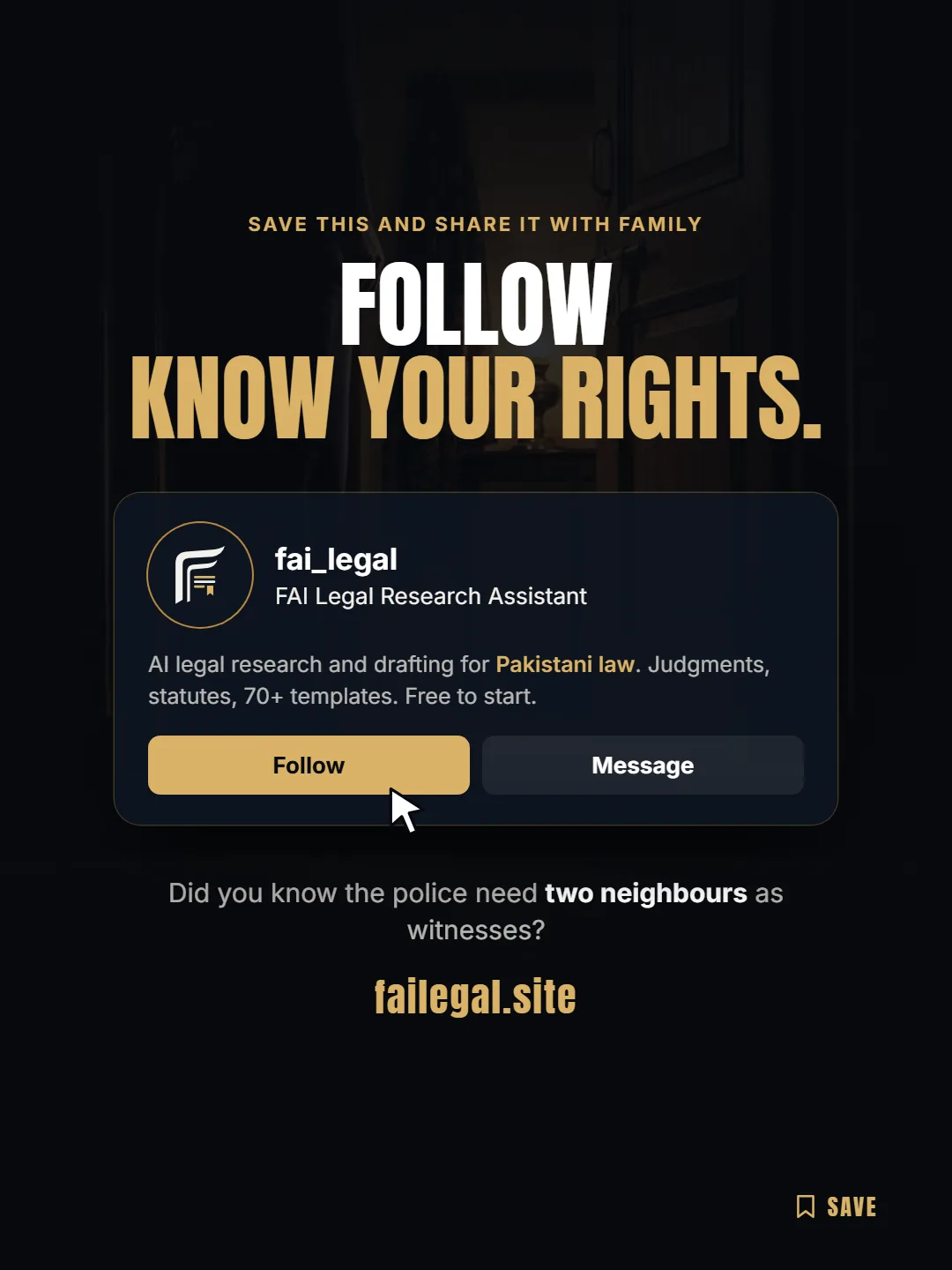 Follow FAI Legal on Instagram, @fai_legal. Did you know the police need two neighbours as witnesses?