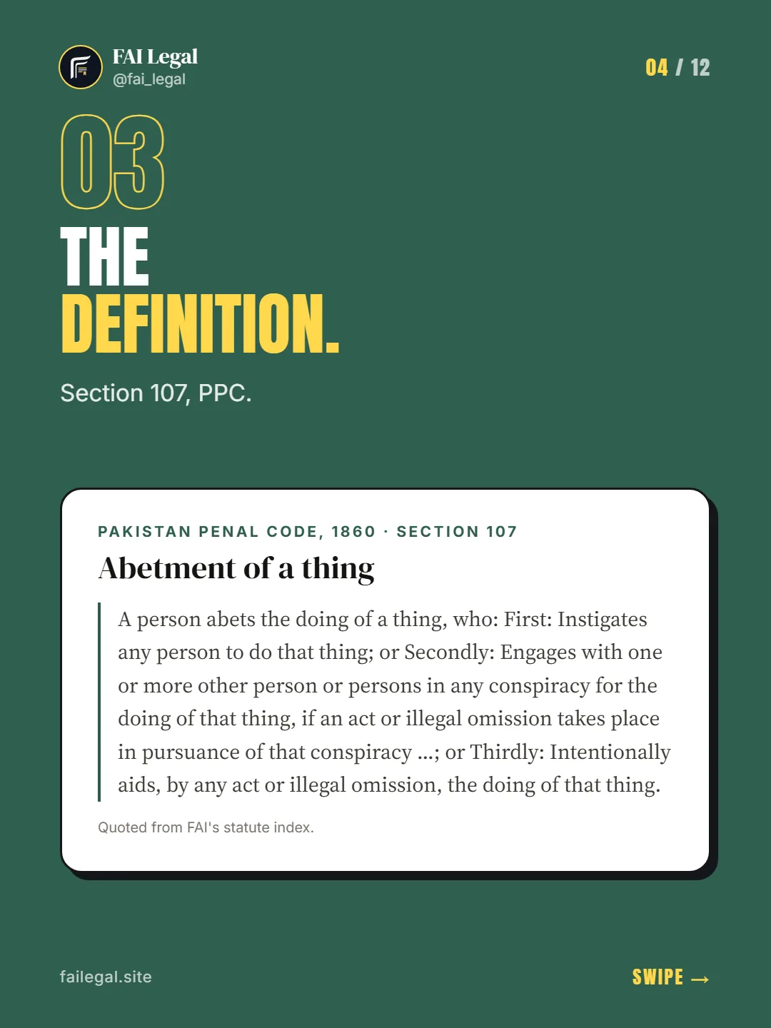 The definition. · Section 107, PPC. · Pakistan Penal Code, 1860 · Section 107