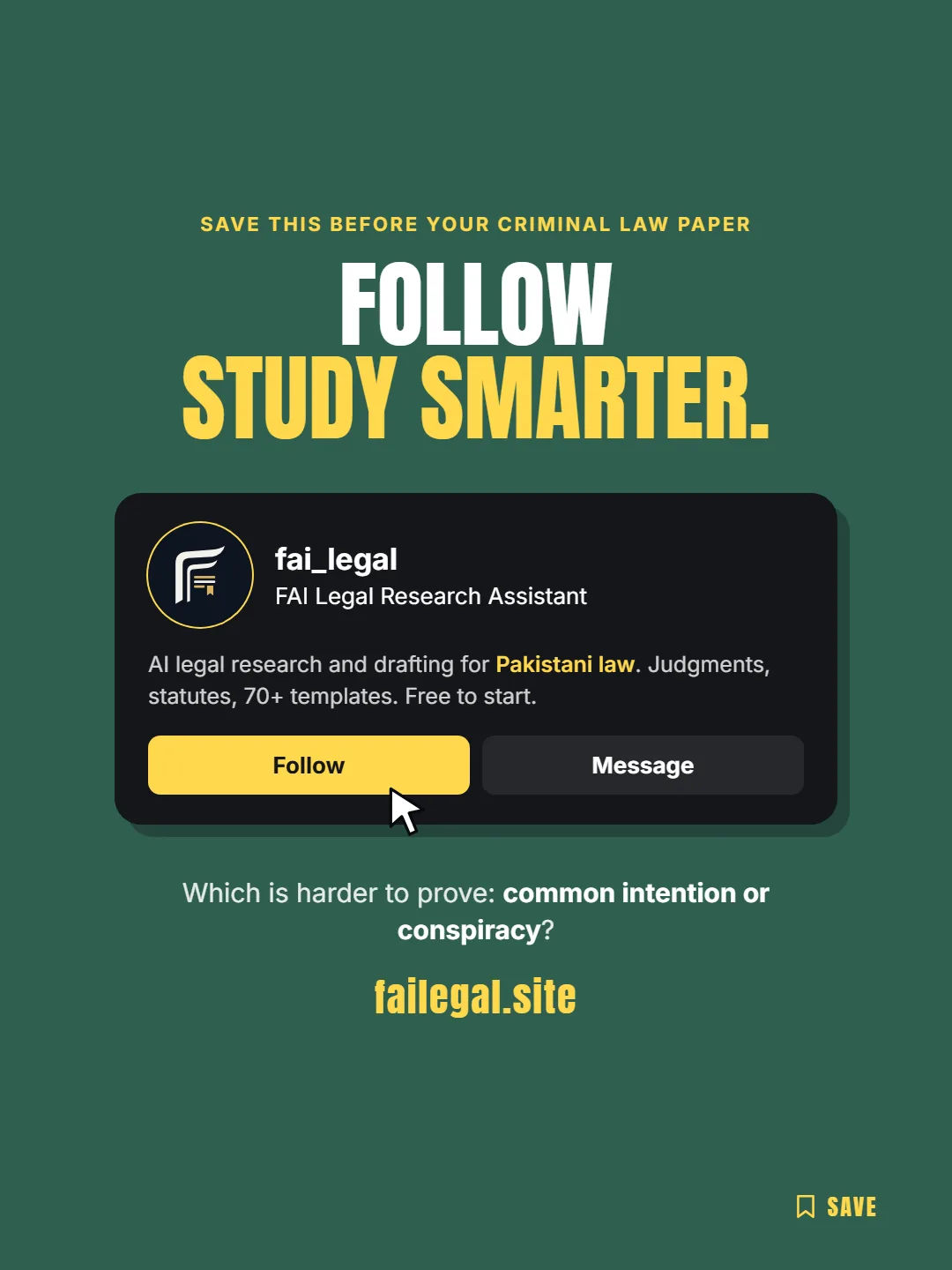 Follow FAI Legal on Instagram, @fai_legal. Which is harder to prove: common intention or conspiracy?
