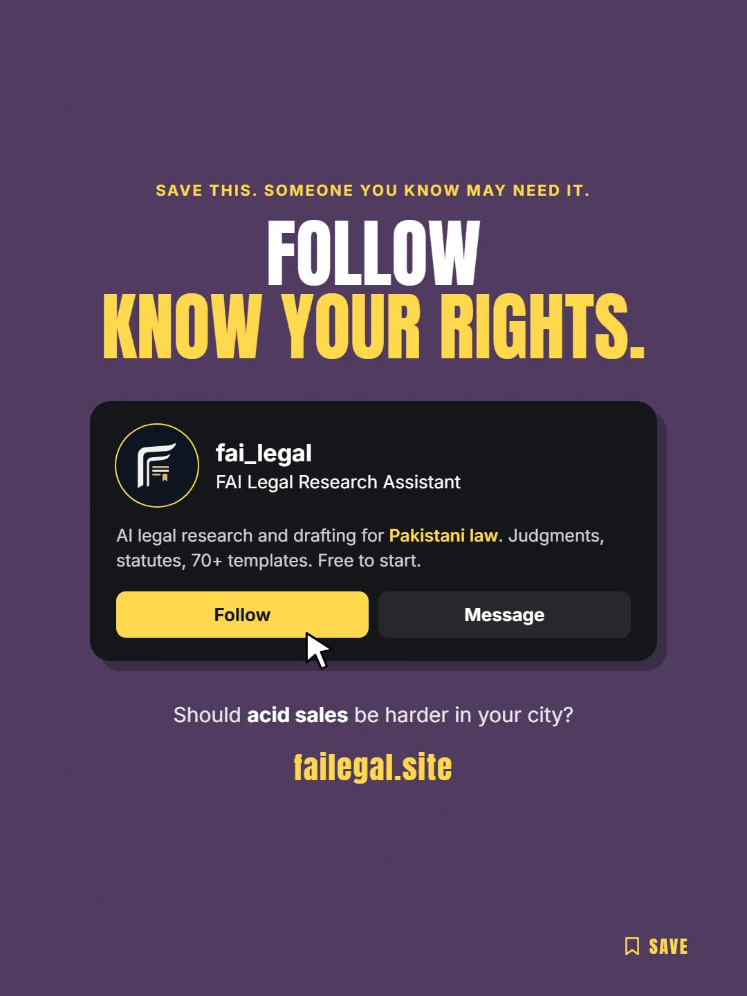 Follow FAI Legal on Instagram, @fai_legal. Should acid sales be harder in your city?