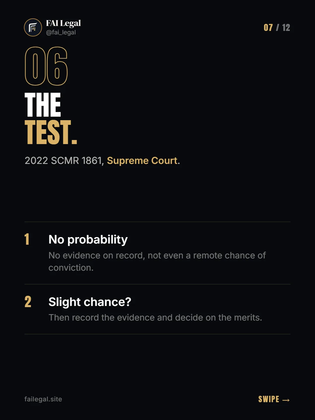 The test. · 2022 SCMR 1861, Supreme Court. · No probability · Slight chance?