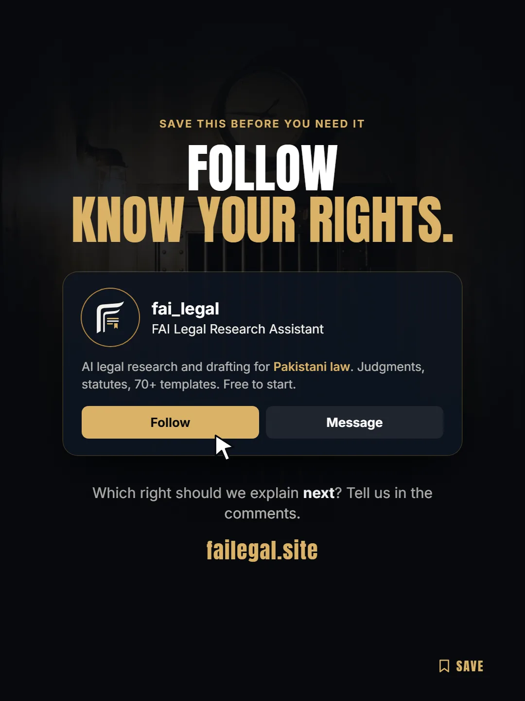 Follow FAI Legal on Instagram, @fai_legal. Which right should we explain next? Tell us in the comments.