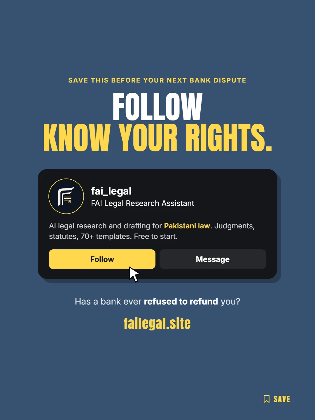 Follow FAI Legal on Instagram, @fai_legal. Has a bank ever refused to refund you?