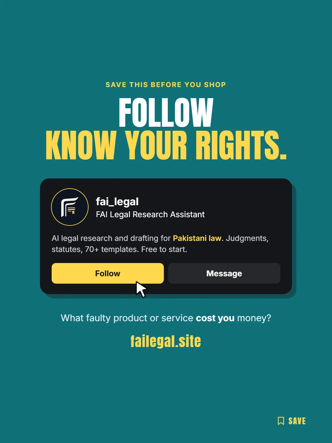 Follow FAI Legal on Instagram, @fai_legal. What faulty product or service cost you money?