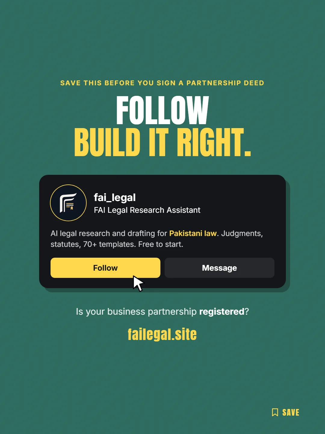 Follow FAI Legal on Instagram, @fai_legal. Is your business partnership registered?