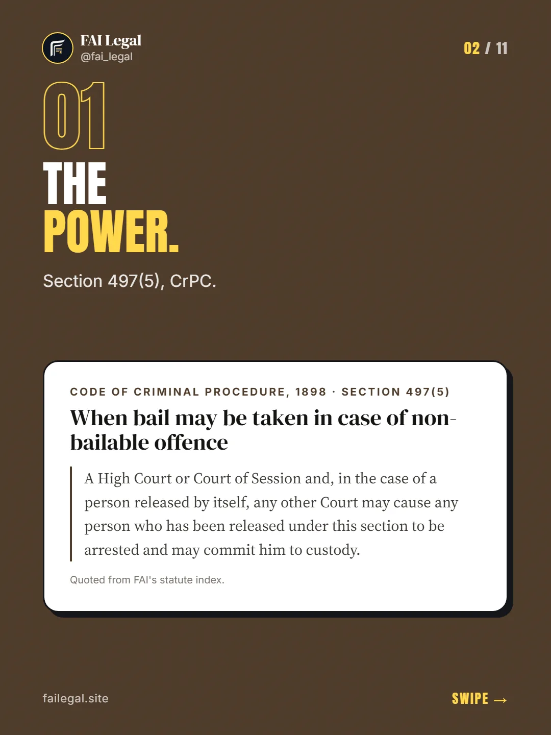 The power. · Section 497(5), CrPC. · Code of Criminal Procedure, 1898 · Section 497(5)