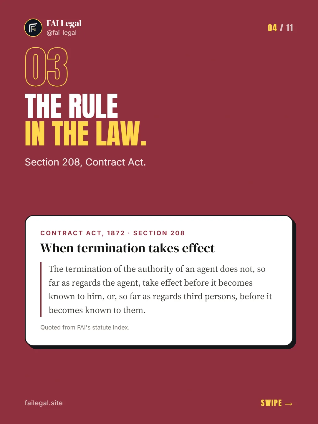 The rule in the law. · Section 208, Contract Act. · Contract Act, 1872 · Section 208