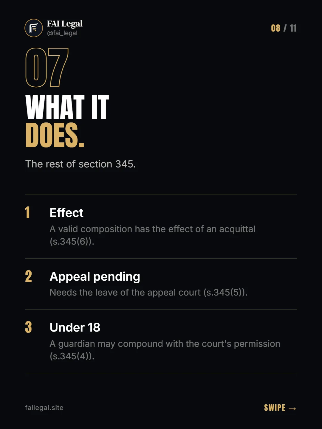 What it does. · The rest of section 345. · Effect · Appeal pending · Under 18