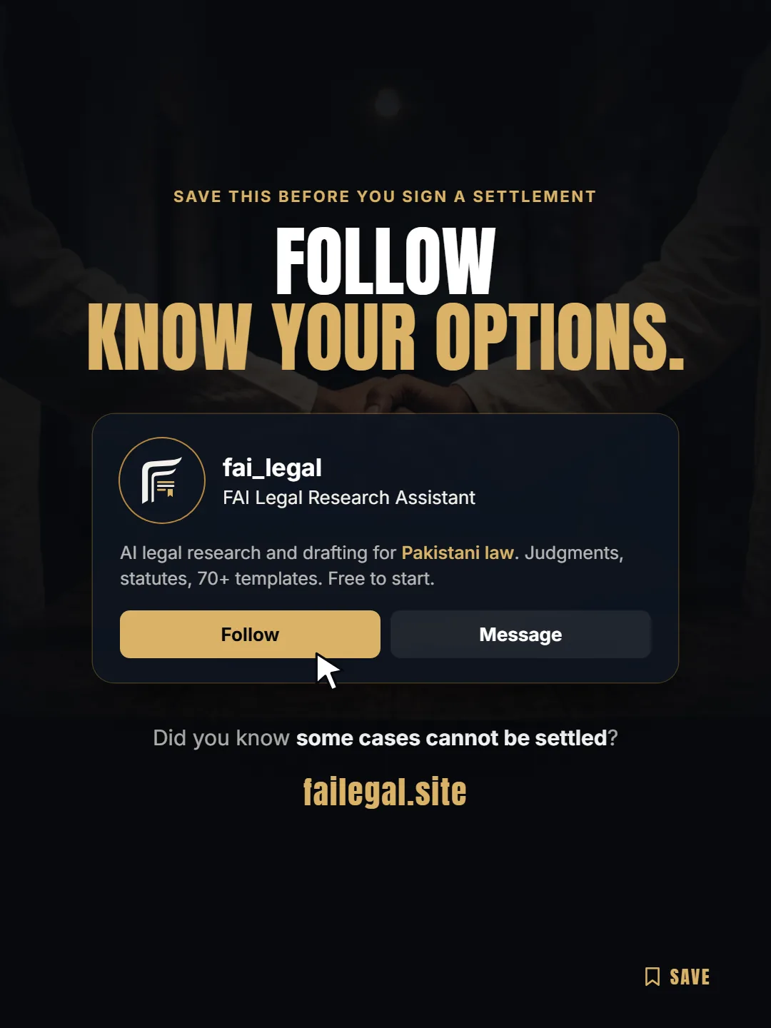 Follow FAI Legal on Instagram, @fai_legal. Did you know some cases cannot be settled?