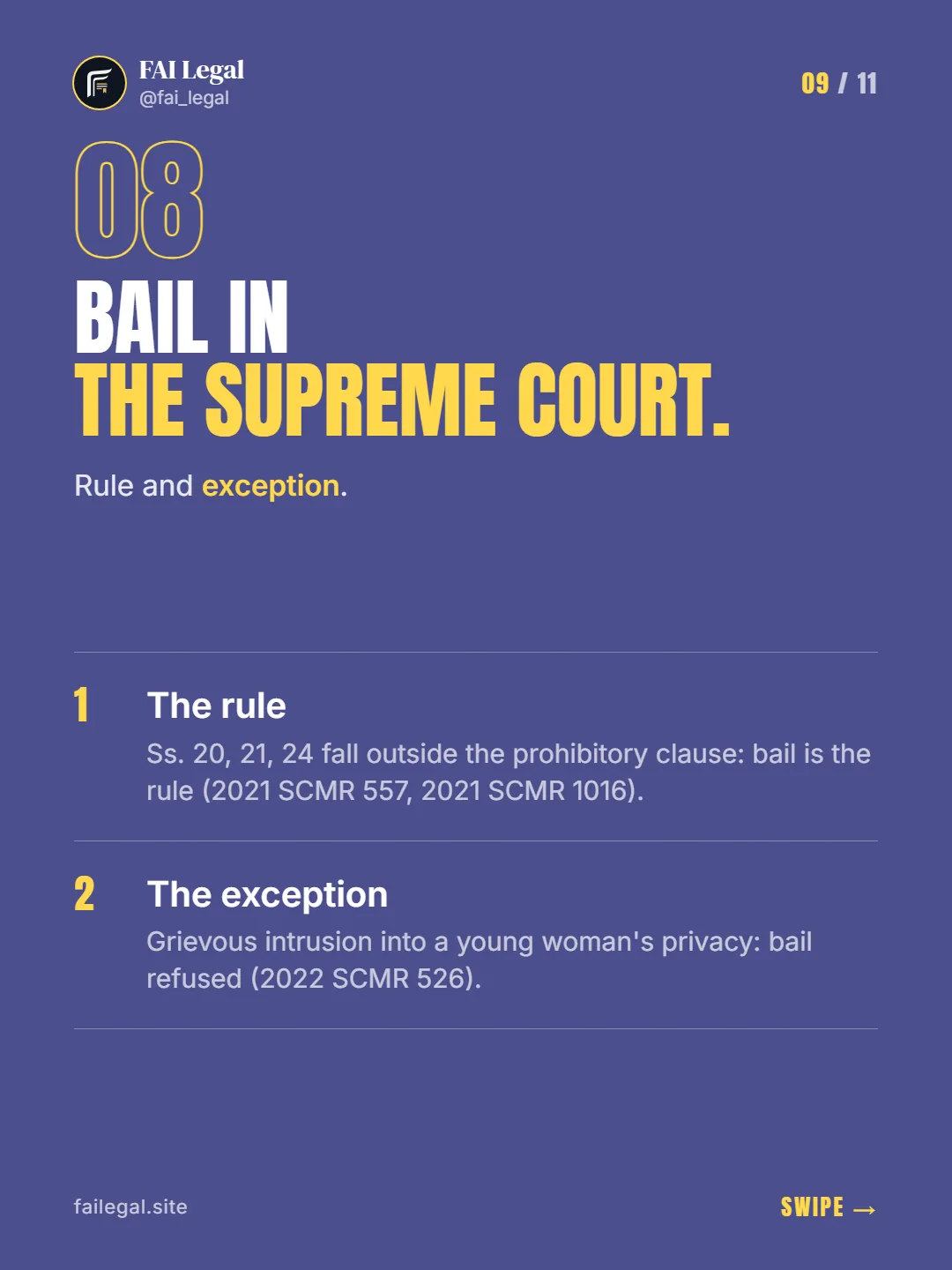 Bail in the Supreme Court. · Rule and exception. · The rule · The exception