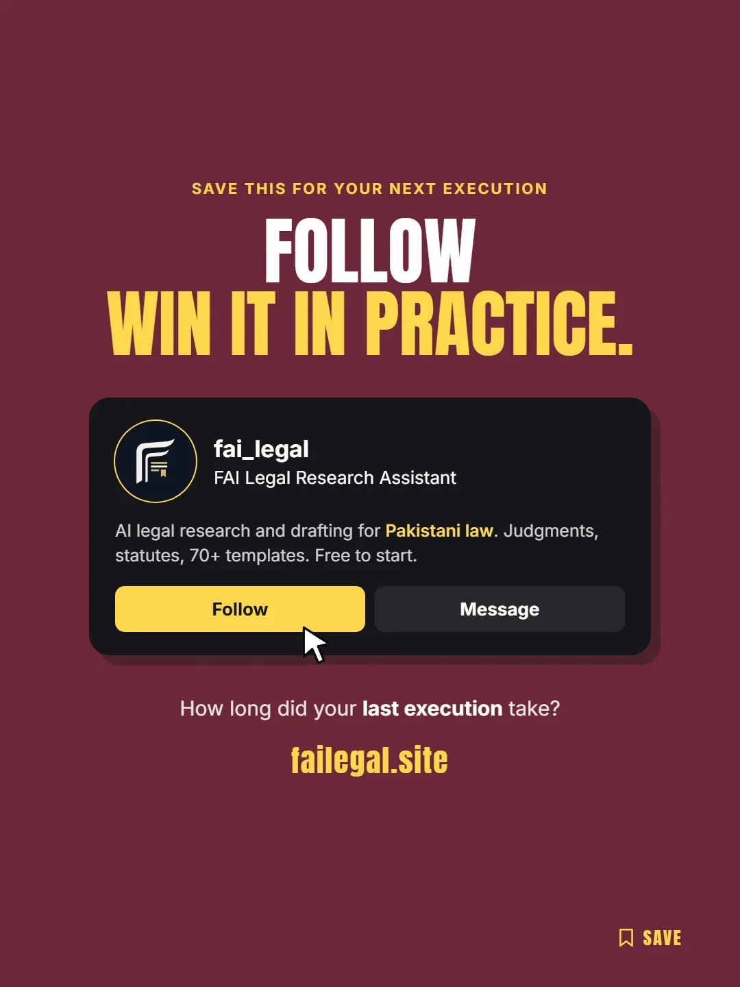 Follow FAI Legal on Instagram, @fai_legal. How long did your last execution take?
