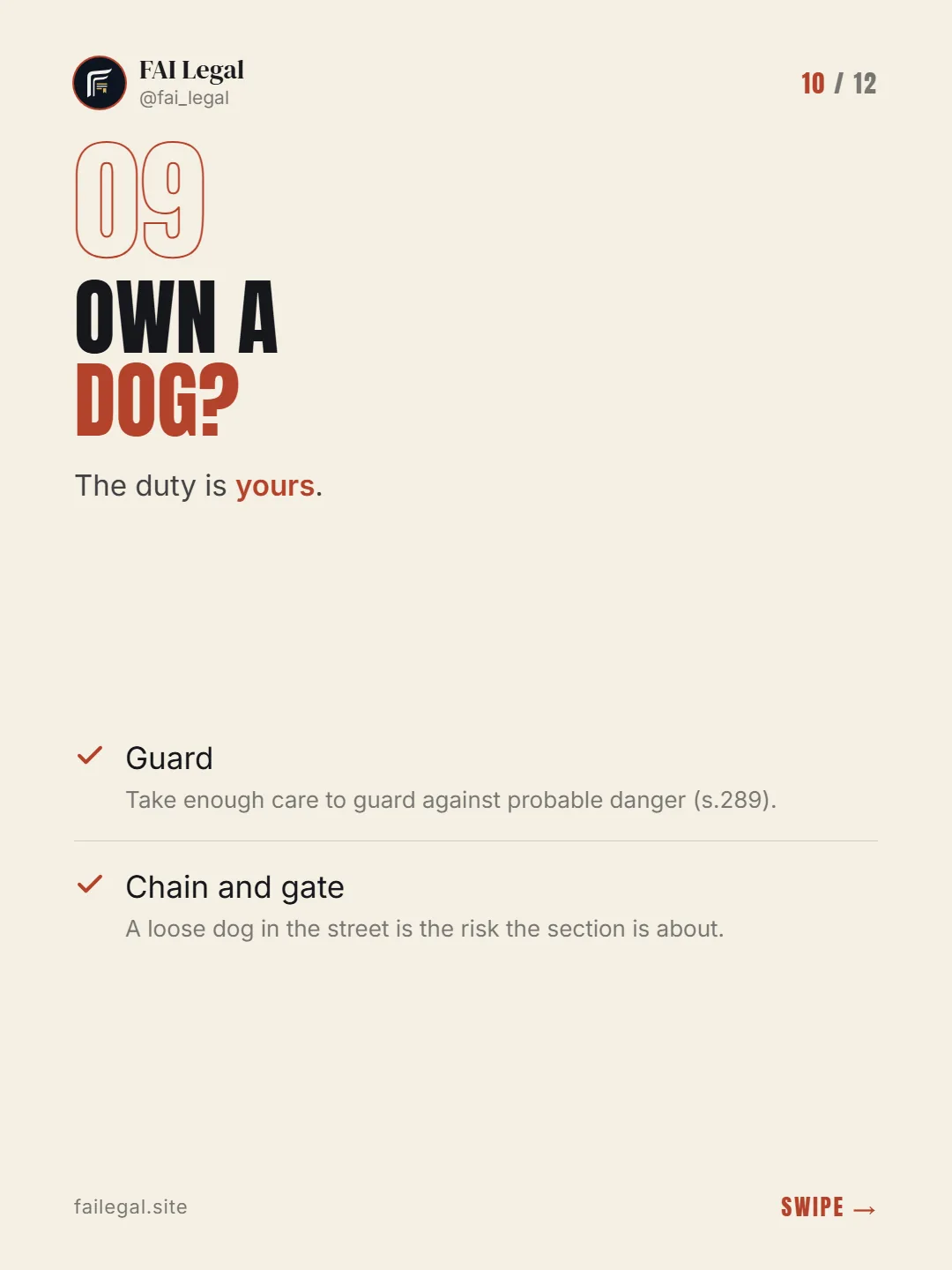 Own a dog? · The duty is yours. · Guard · Chain and gate