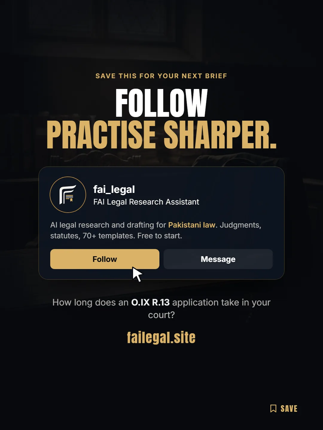 Follow FAI Legal on Instagram, @fai_legal. How long does an O.IX R.13 application take in your court?