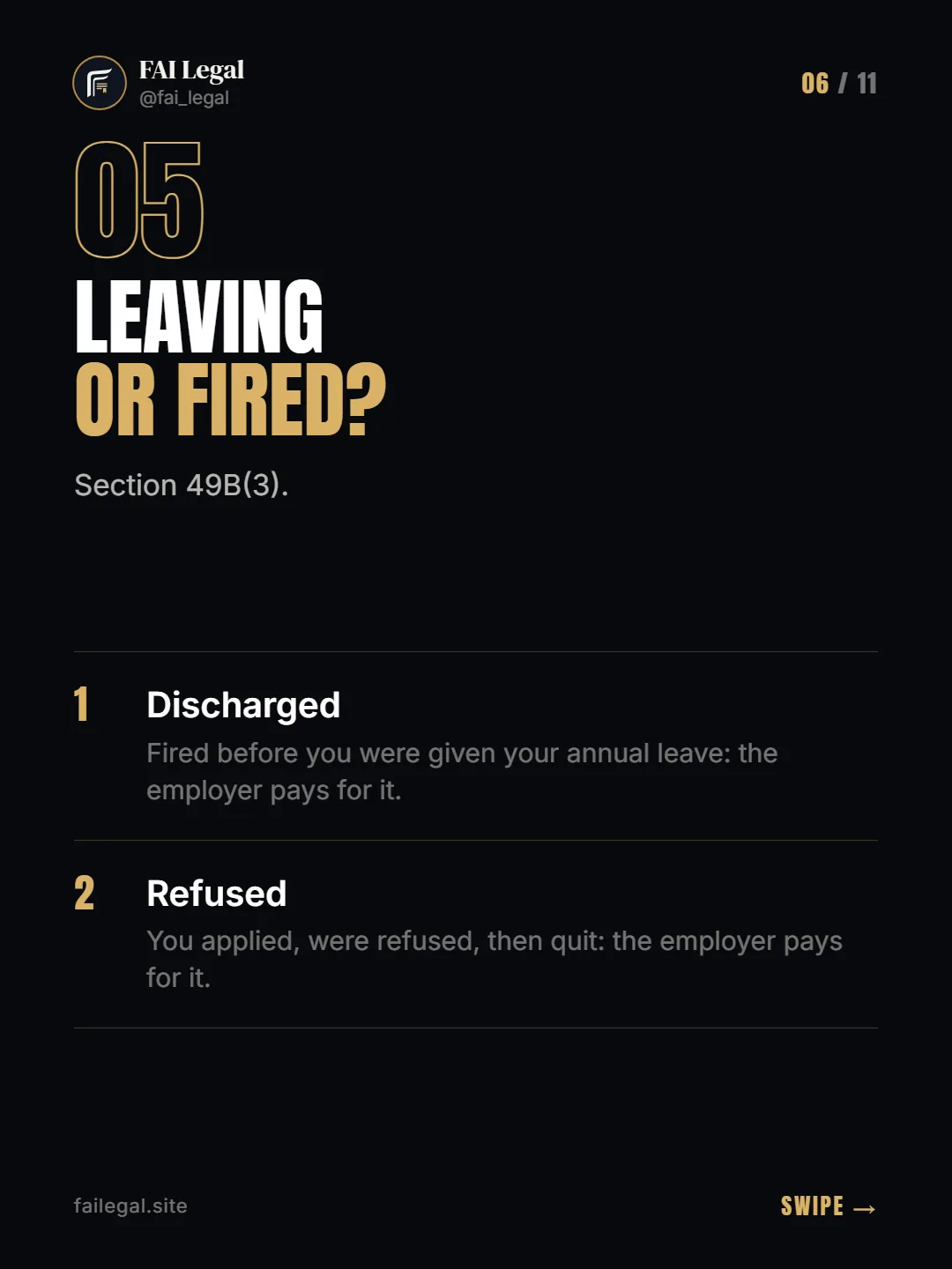Leaving or fired? · Section 49B(3). · Discharged · Refused