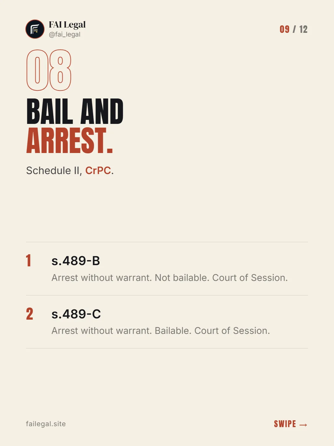 Bail and arrest. · Schedule II, CrPC. · s.489-B · s.489-C