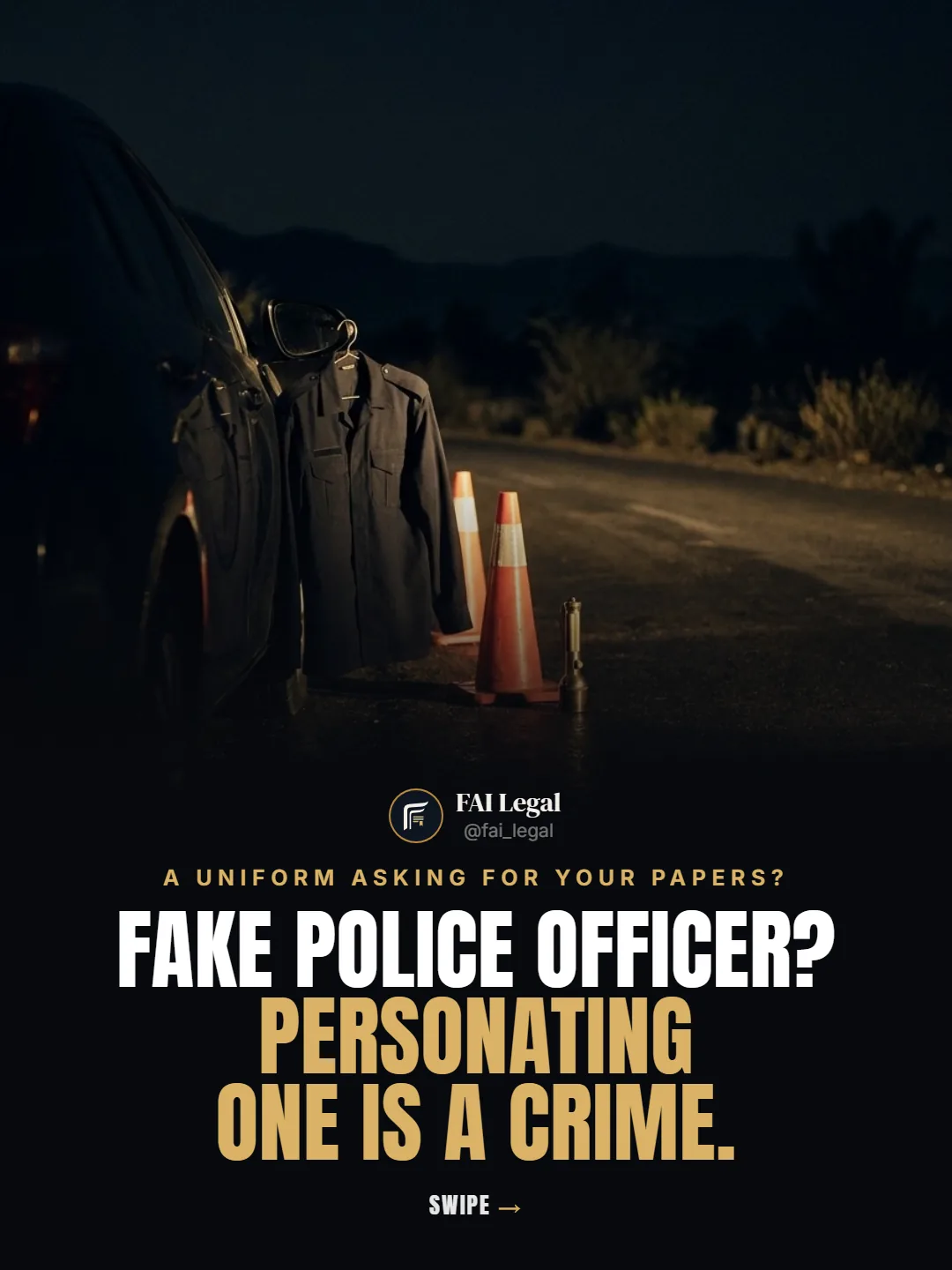 A uniform asking for your papers?. Fake police officer? Personating one is a crime.