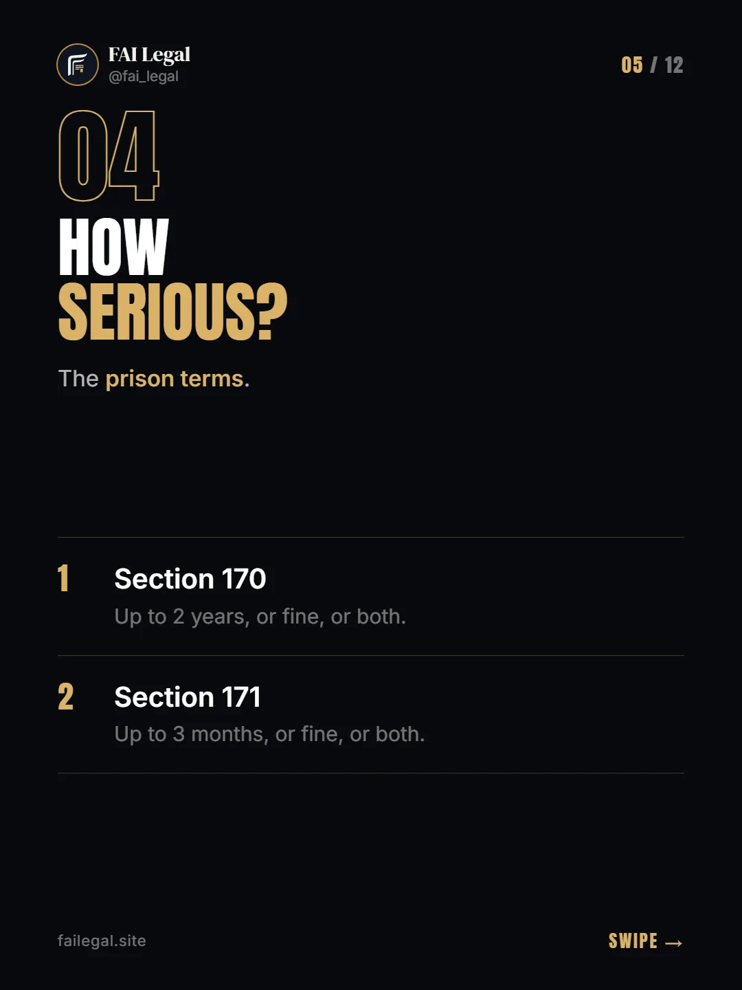 How serious? · The prison terms. · Section 170 · Section 171