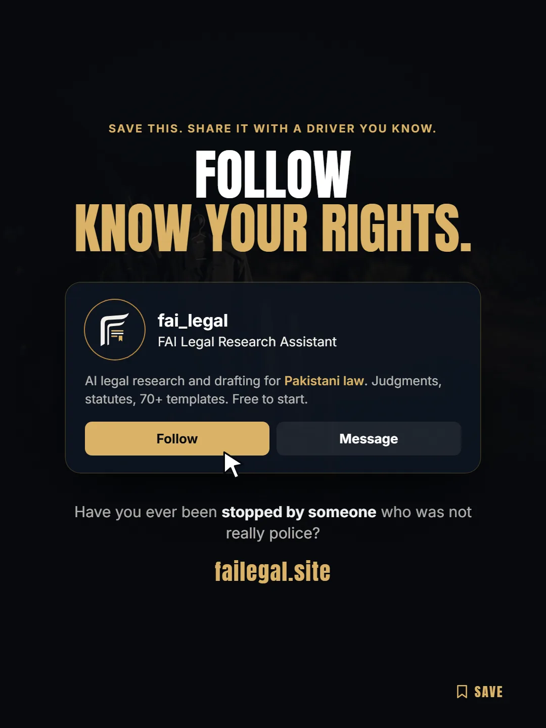 Follow FAI Legal on Instagram, @fai_legal. Have you ever been stopped by someone who was not really police?