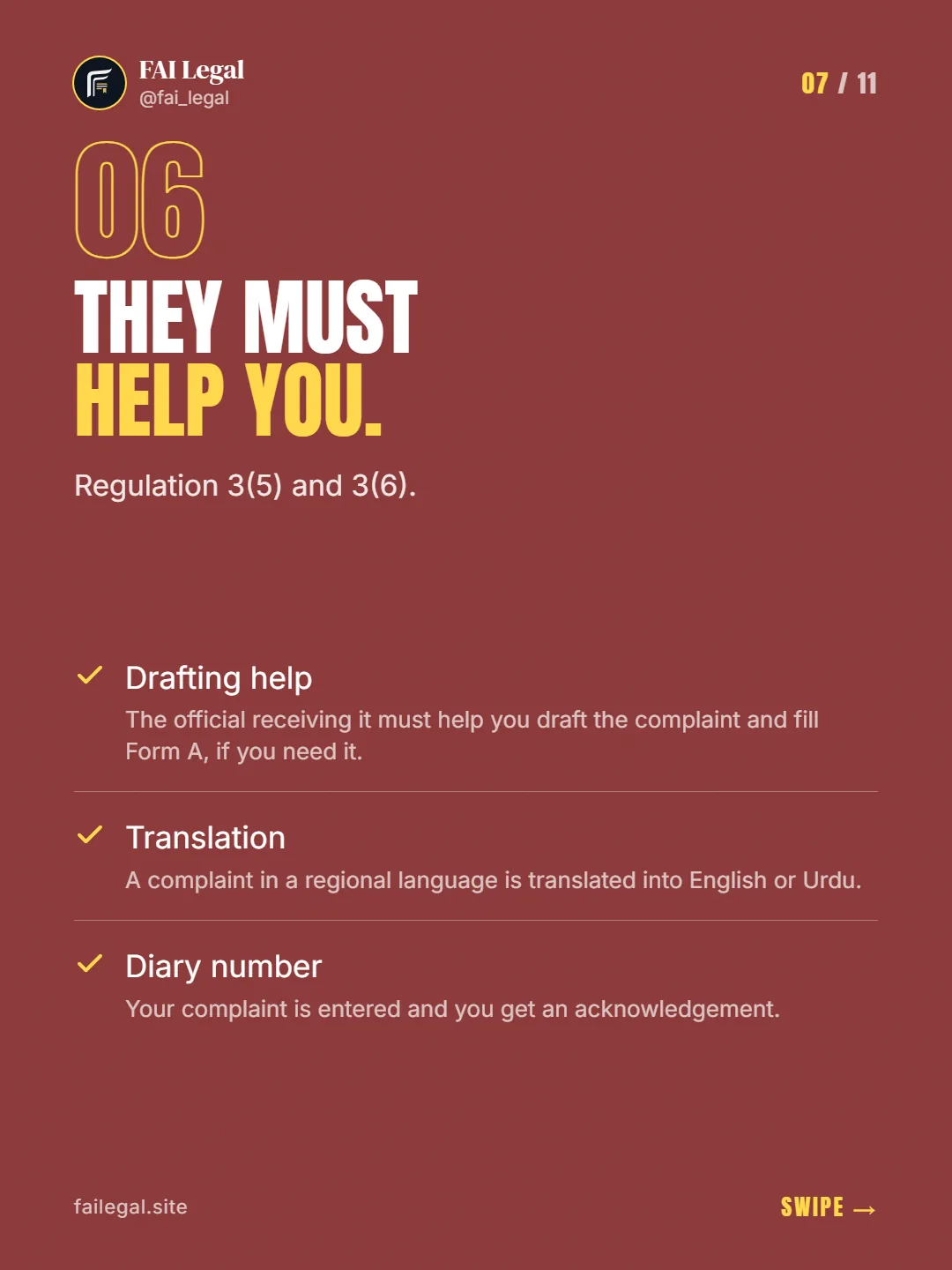They must help you. · Regulation 3(5) and 3(6). · Drafting help · Translation · Diary number