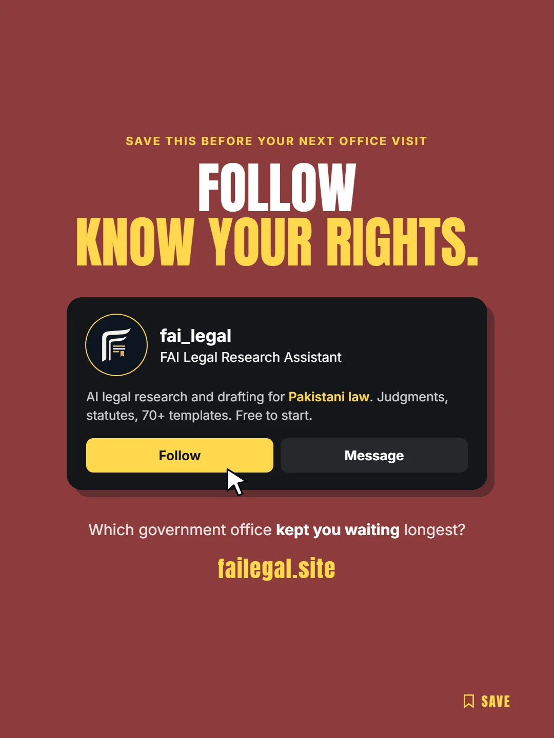 Follow FAI Legal on Instagram, @fai_legal. Which government office kept you waiting longest?