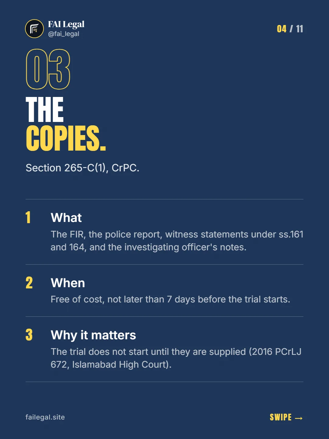 The copies. · Section 265-C(1), CrPC. · What · When · Why it matters