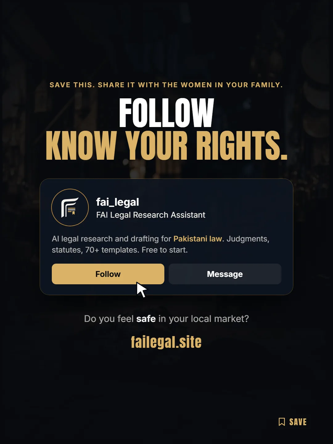 Follow FAI Legal on Instagram, @fai_legal. Do you feel safe in your local market?