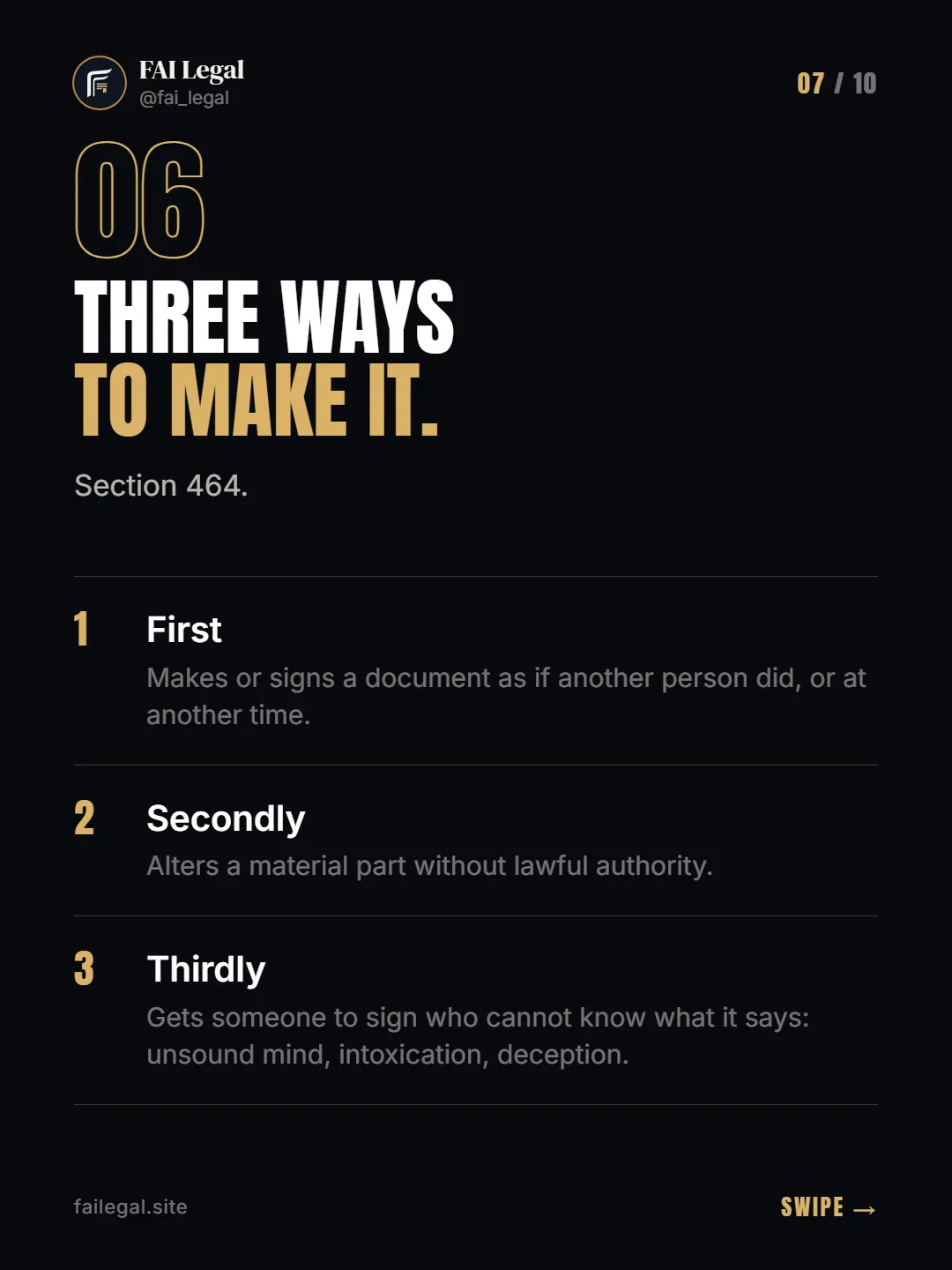 Three ways to make it. · Section 464. · First · Secondly · Thirdly