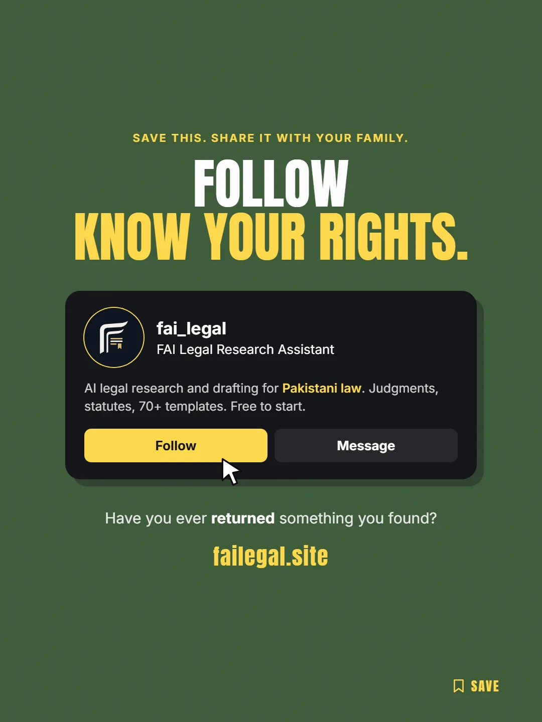 Follow FAI Legal on Instagram, @fai_legal. Have you ever returned something you found?