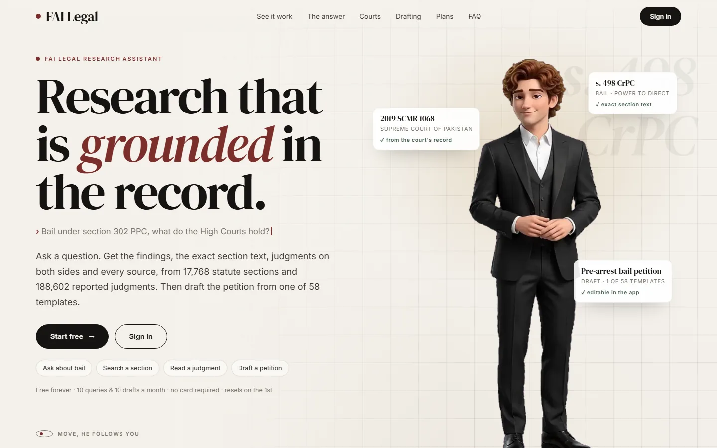The FAI Legal landing page