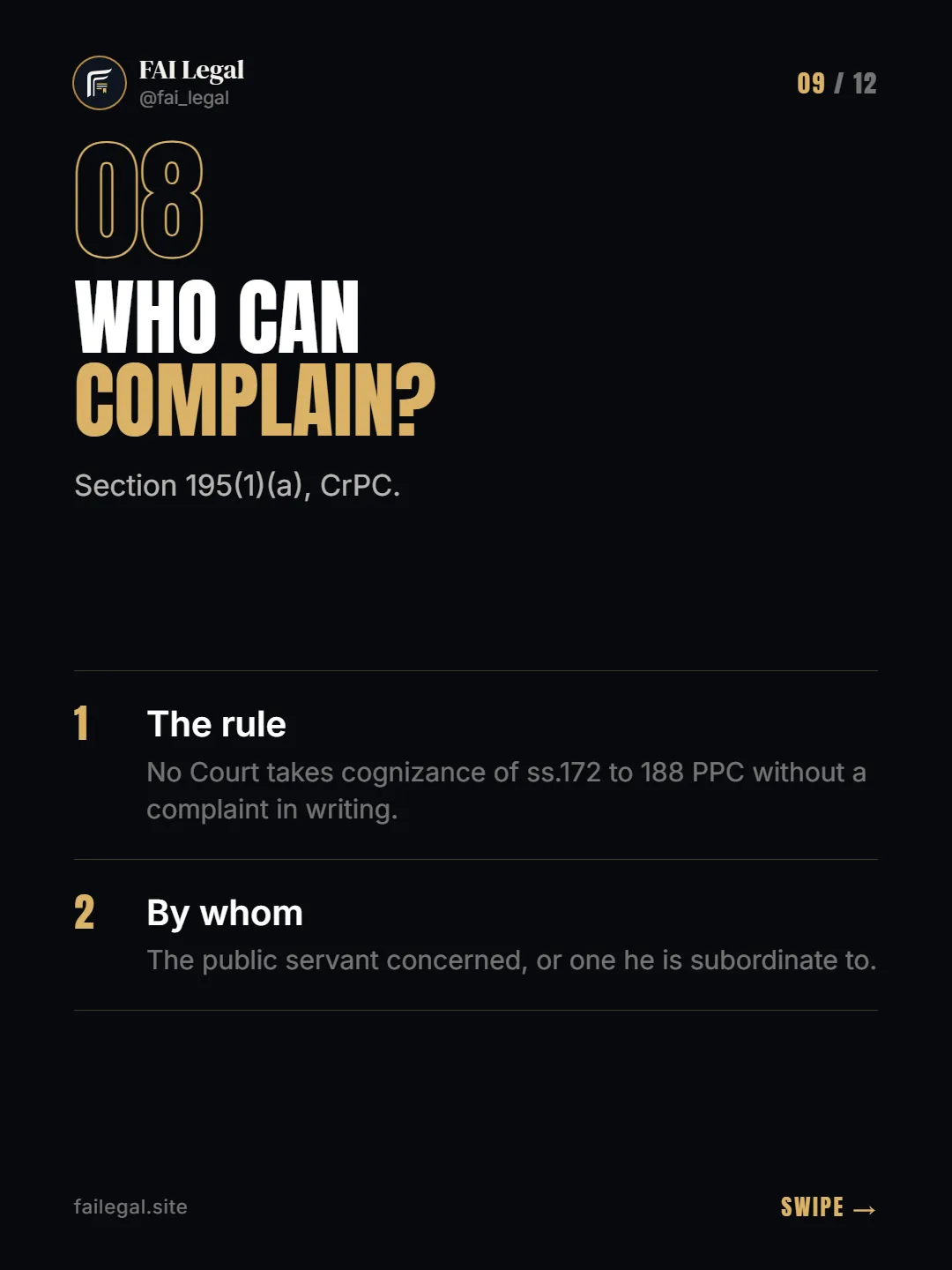 Who can complain? · Section 195(1)(a), CrPC. · The rule · By whom
