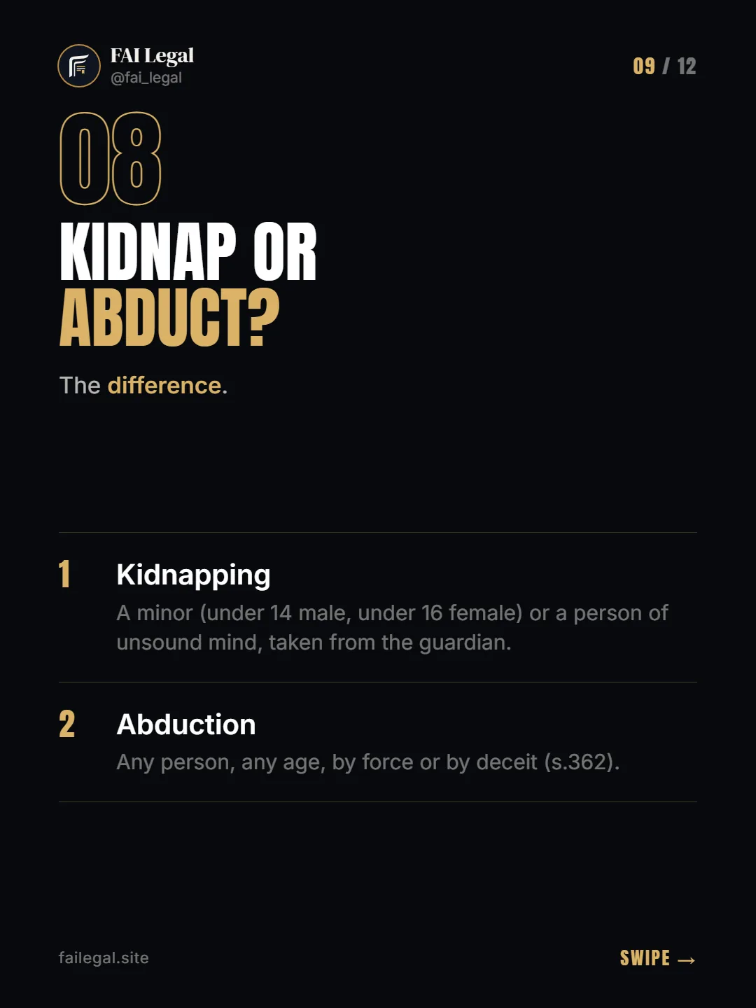 Kidnap or abduct? · The difference. · Kidnapping · Abduction