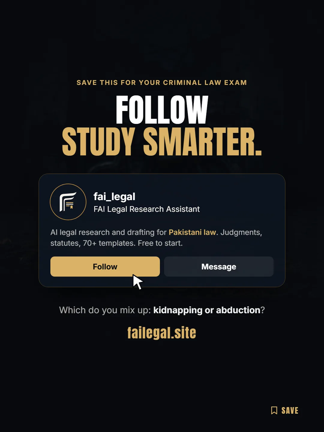 Follow FAI Legal on Instagram, @fai_legal. Which do you mix up: kidnapping or abduction?