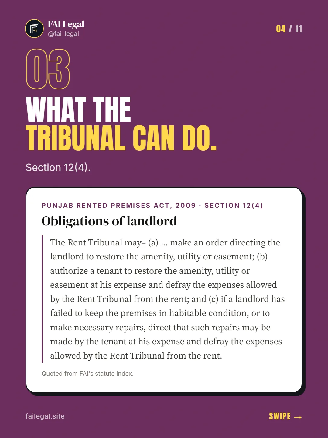 What the Tribunal can do. · Section 12(4). · Punjab Rented Premises Act, 2009 · Section 12(4)