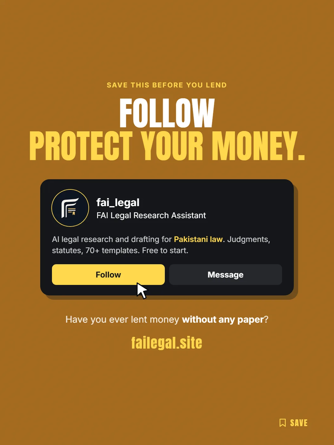 Follow FAI Legal on Instagram, @fai_legal. Have you ever lent money without any paper?