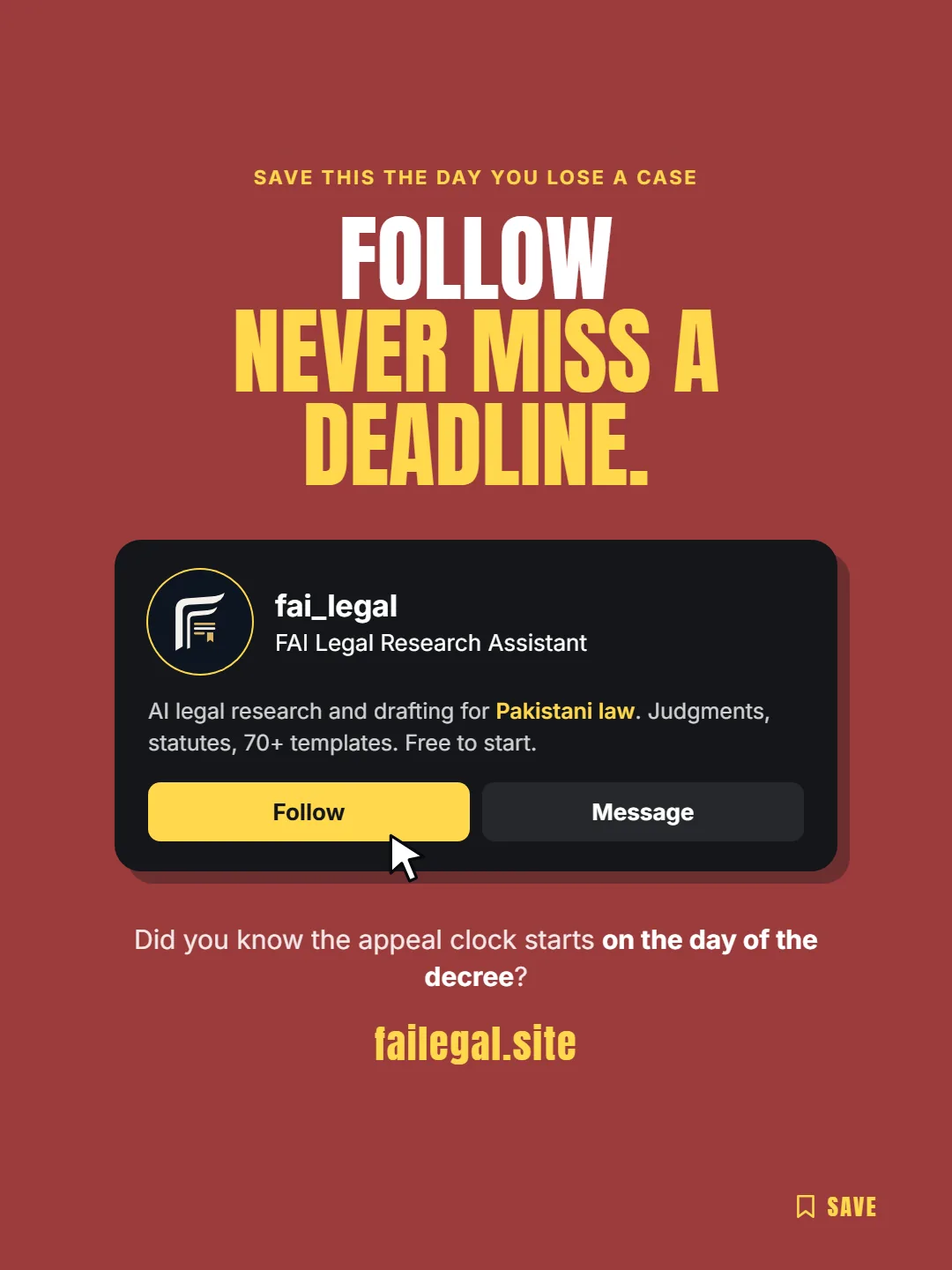 Follow FAI Legal on Instagram, @fai_legal. Did you know the appeal clock starts on the day of the decree?