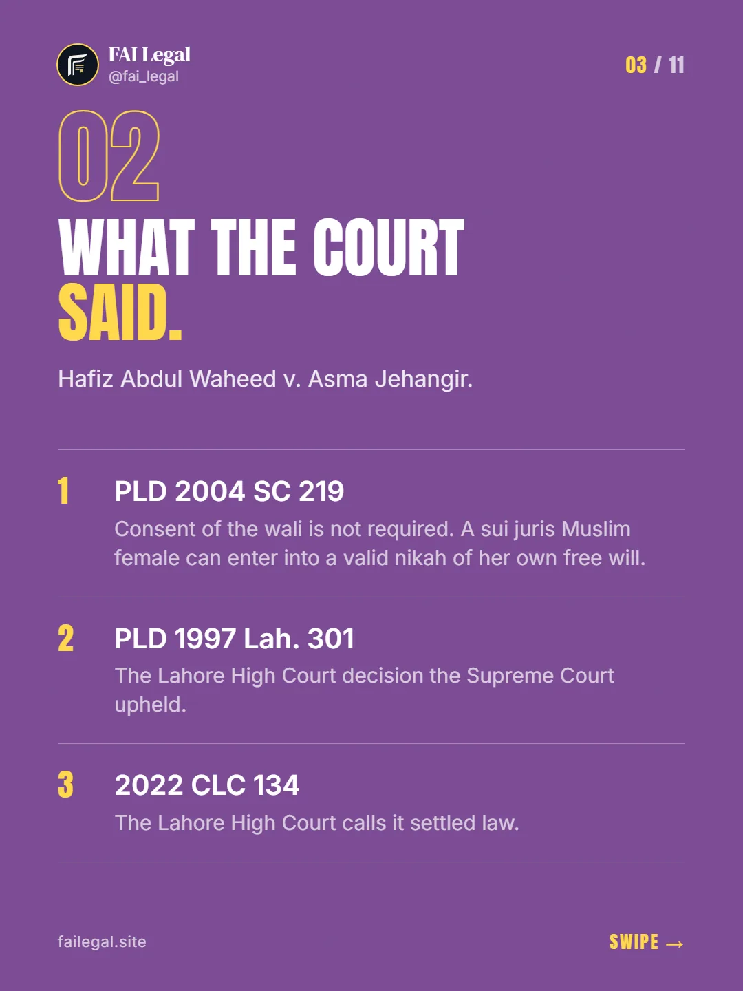 What the court said. · Hafiz Abdul Waheed v. Asma Jehangir. · PLD 2004 SC 219 · PLD 1997 Lah. 301 · 2022 CLC 134