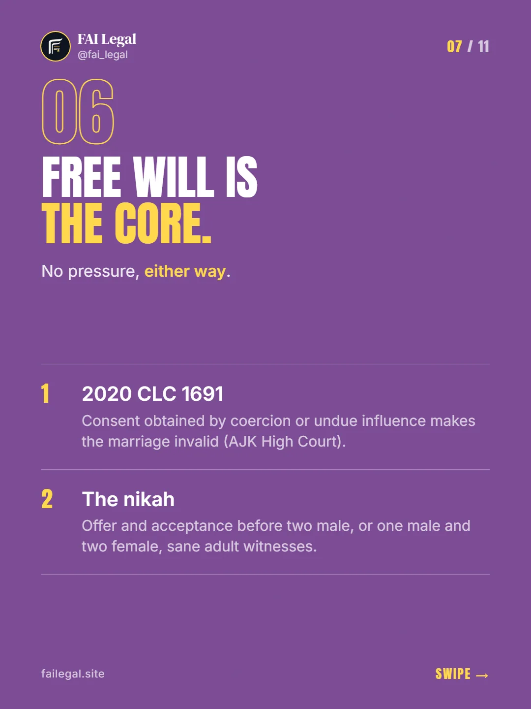 Free will is the core. · No pressure, either way. · 2020 CLC 1691 · The nikah