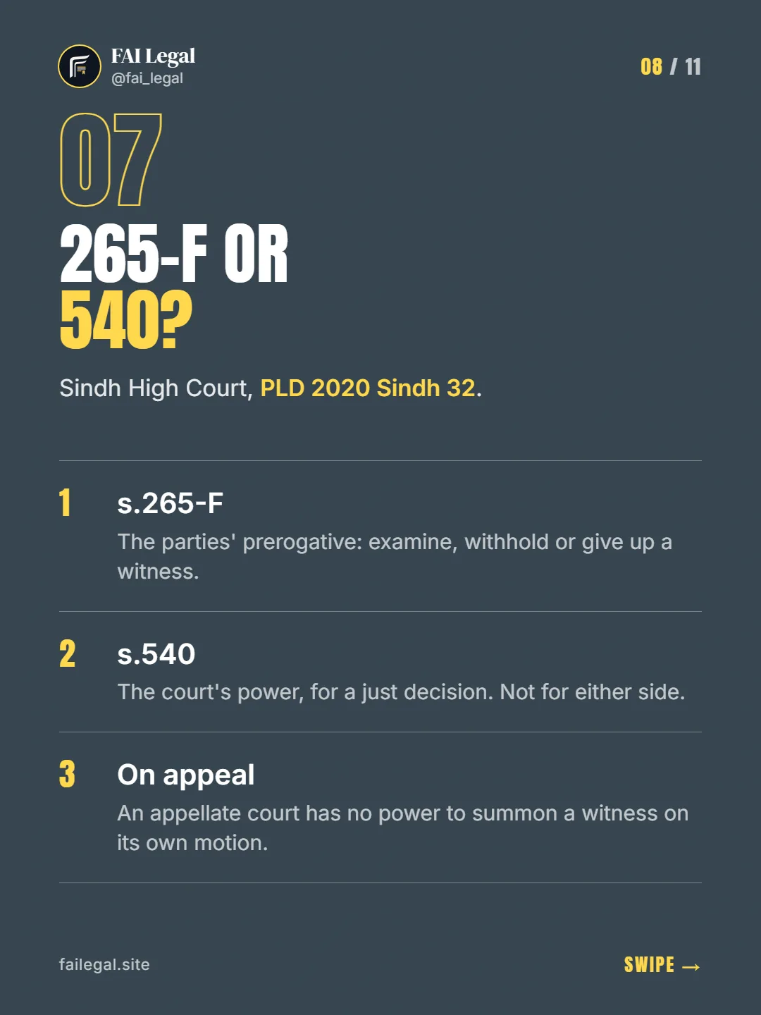 265-F or 540? · Sindh High Court, PLD 2020 Sindh 32. · s.265-F · s.540 · On appeal