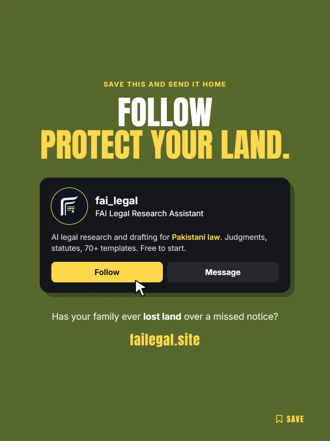 Follow FAI Legal on Instagram, @fai_legal. Has your family ever lost land over a missed notice?