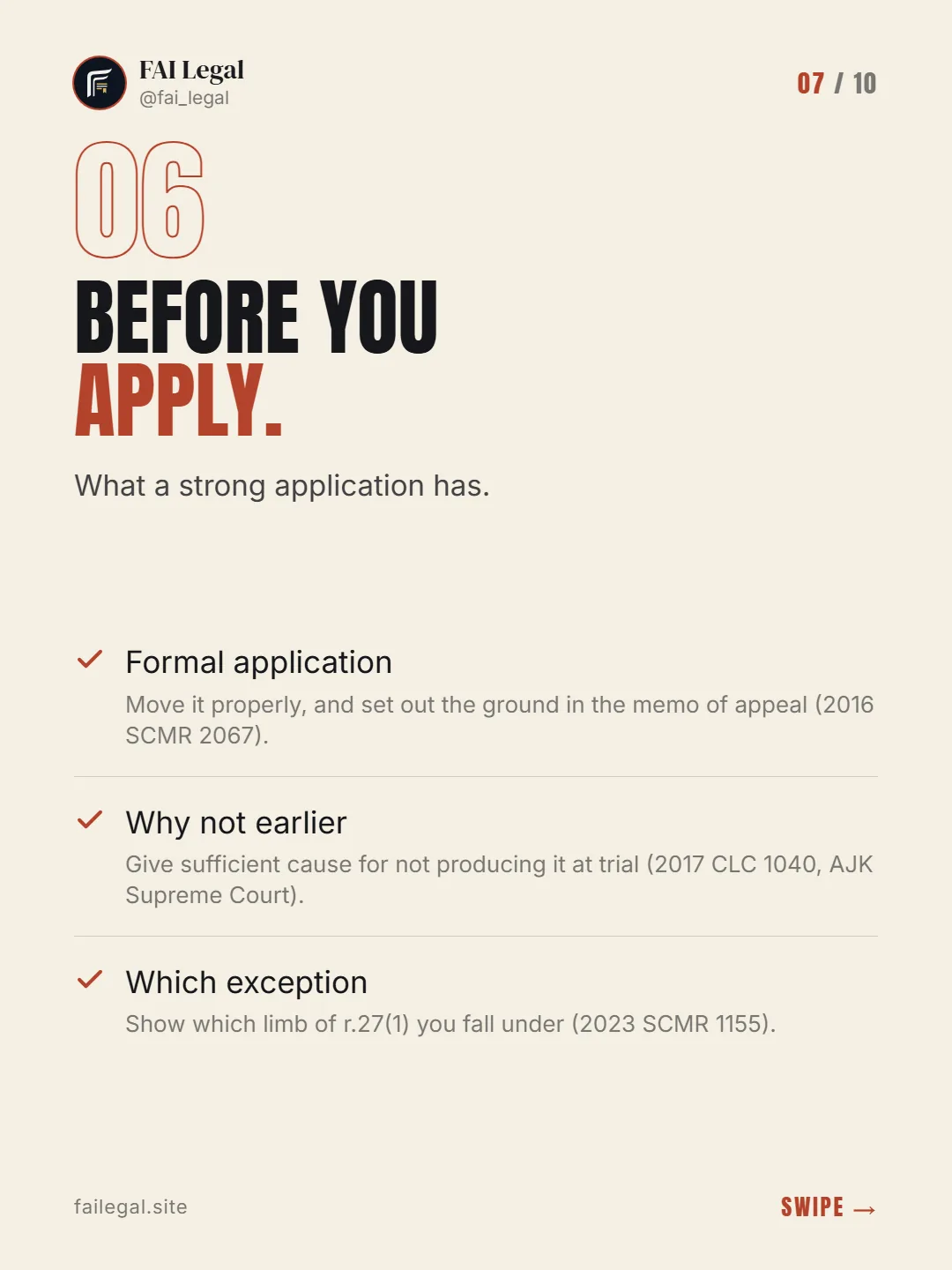 Before you apply. · What a strong application has. · Formal application · Why not earlier · Which exception