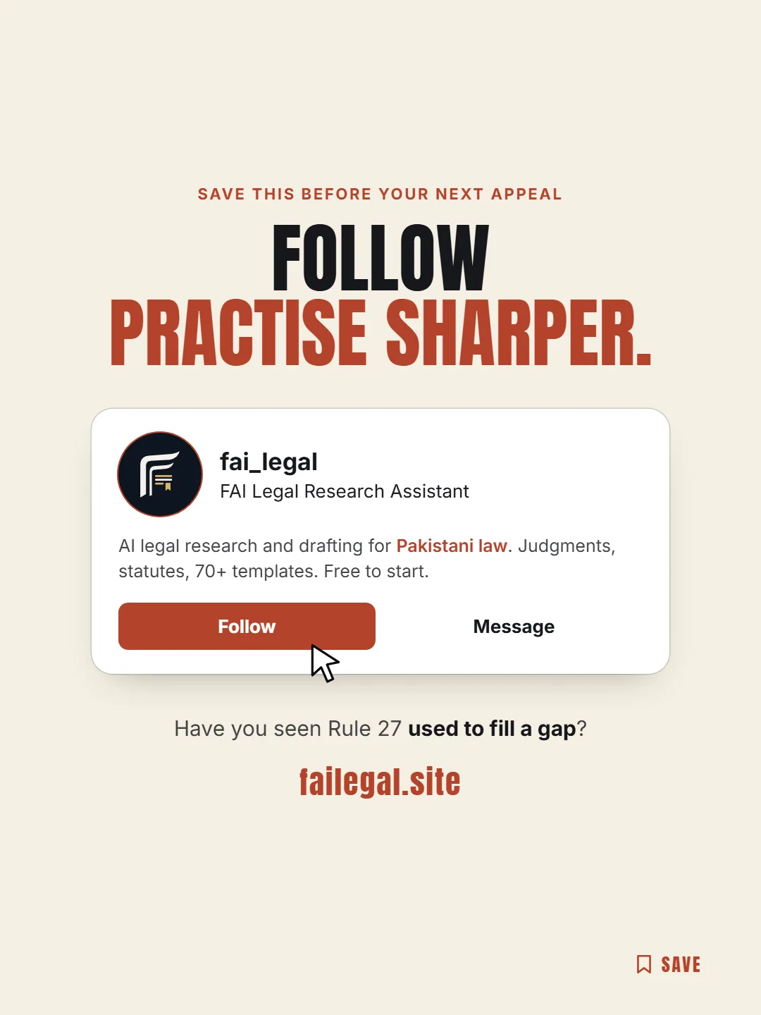 Follow FAI Legal on Instagram, @fai_legal. Have you seen Rule 27 used to fill a gap?