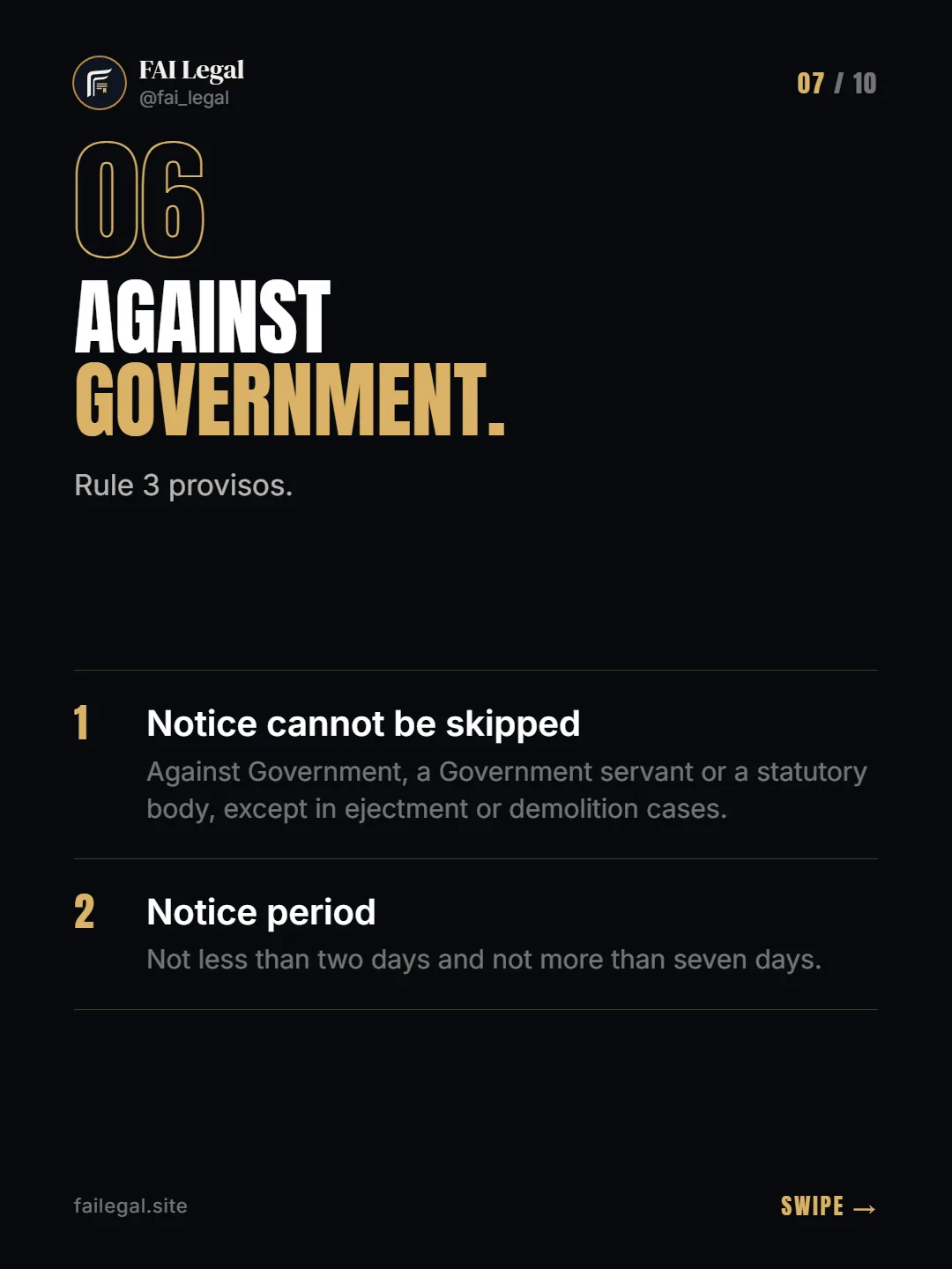 Against Government. · Rule 3 provisos. · Notice cannot be skipped · Notice period