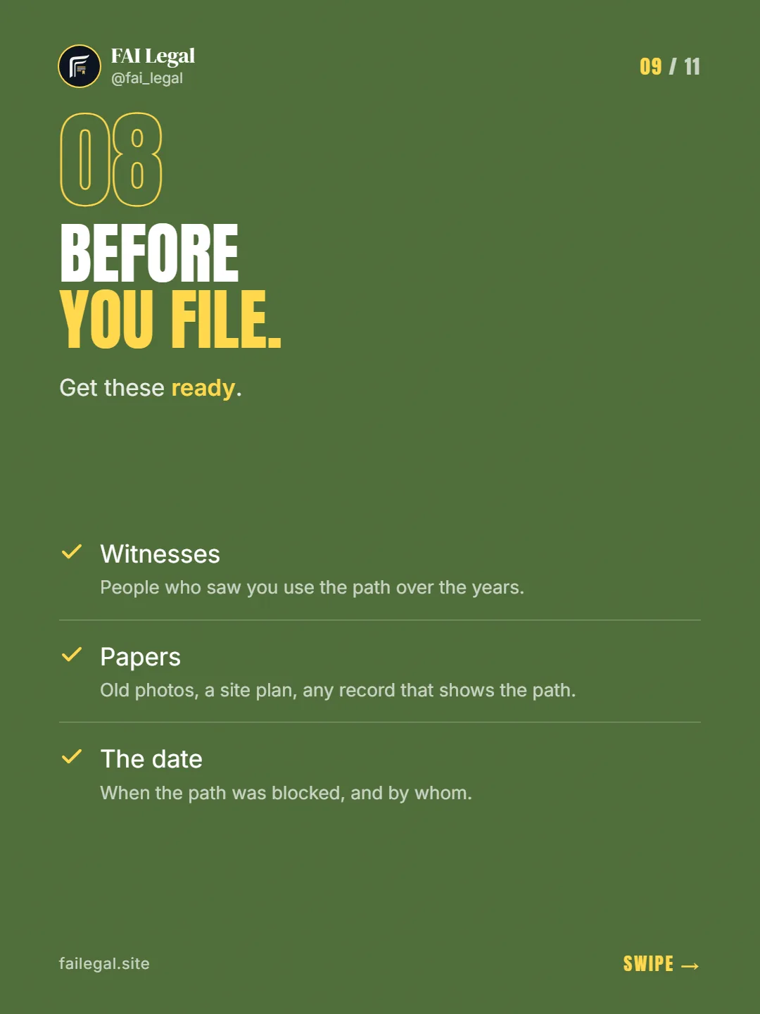 Before you file. · Get these ready. · Witnesses · Papers · The date