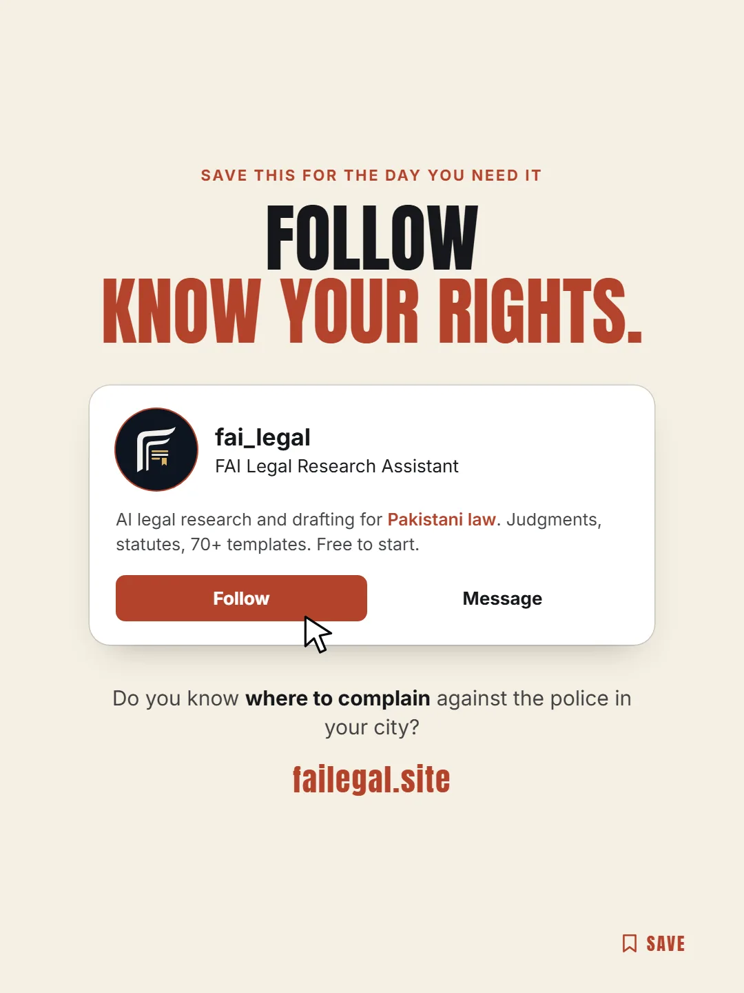Follow FAI Legal on Instagram, @fai_legal. Do you know where to complain against the police in your city?